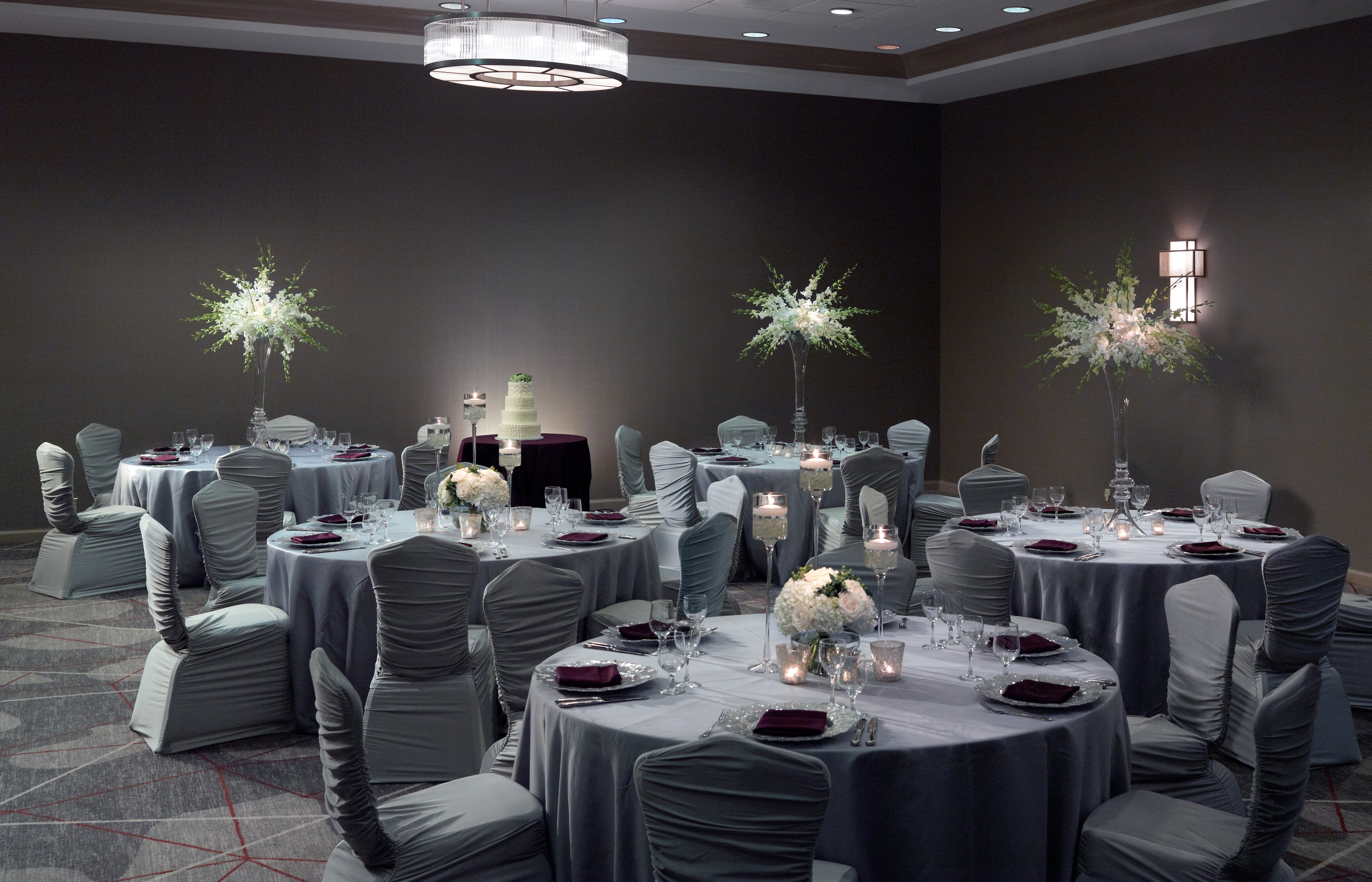 Our well-appointed Ballroom accommodates up to 240 guests for a for a seated banquet.