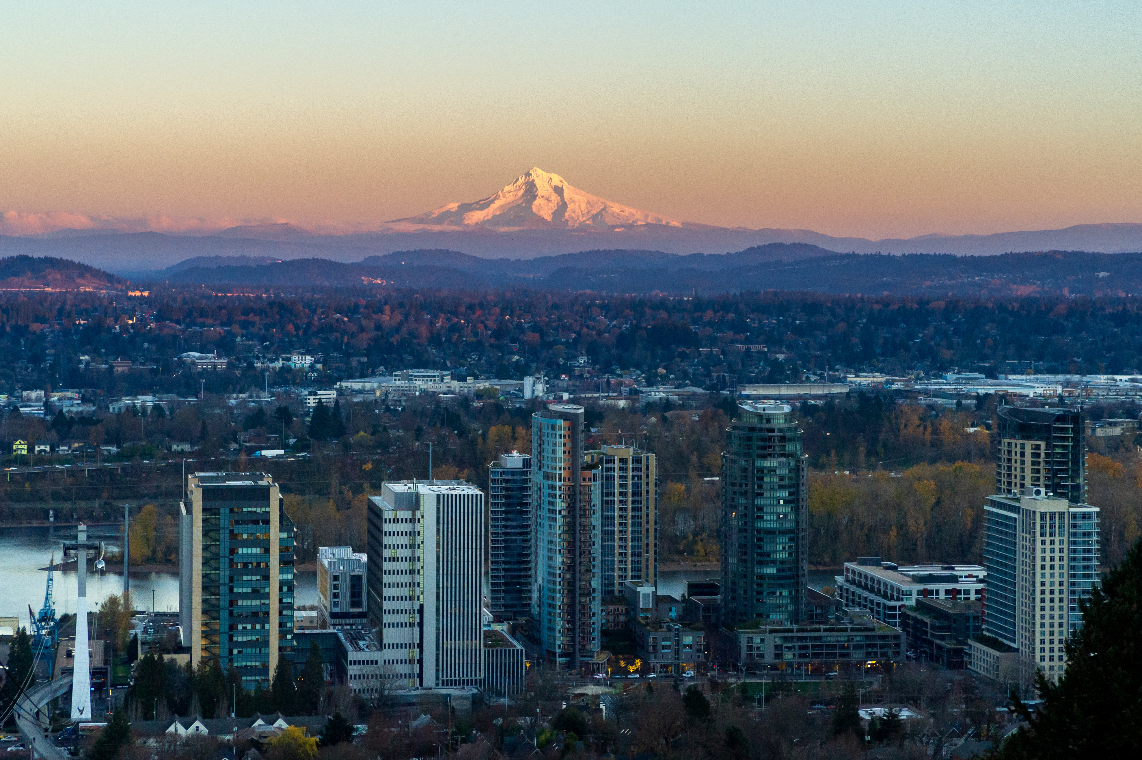 View of Mount Hood from downtown