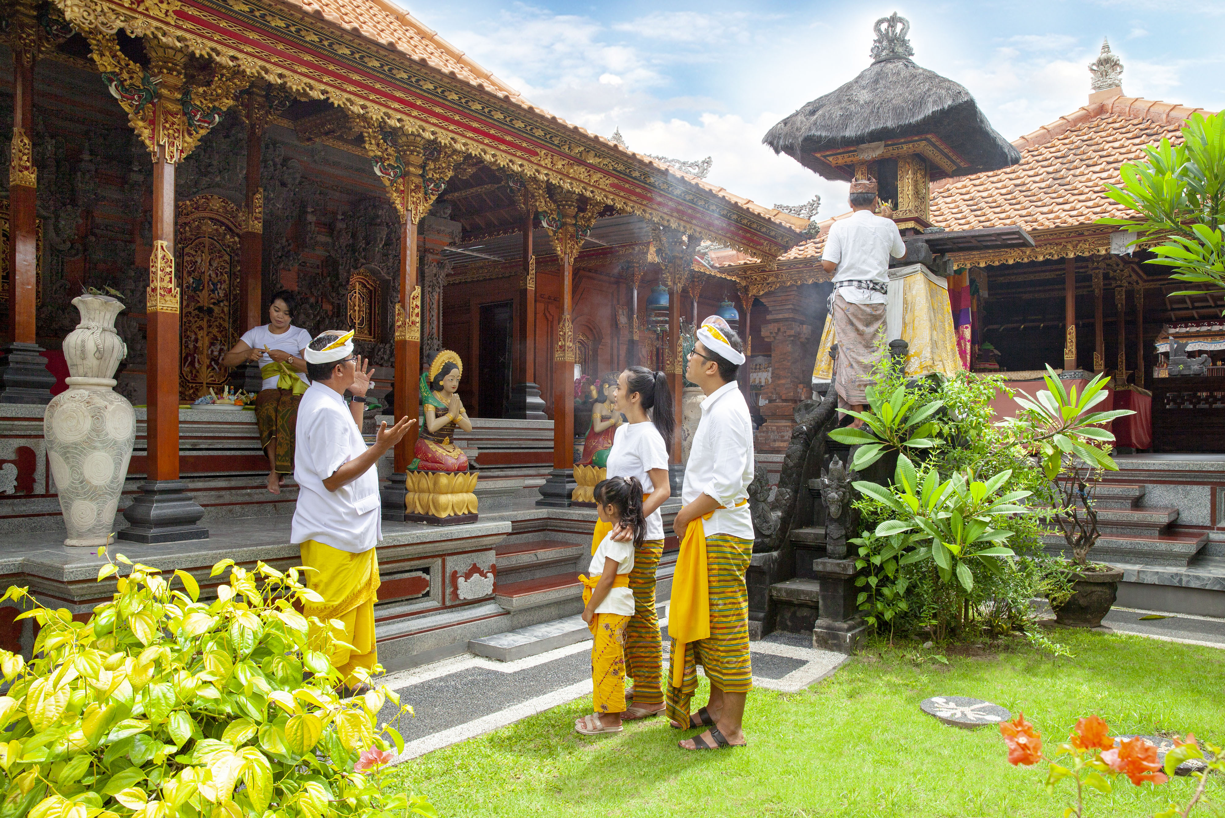 Visitors to Balinese Temple